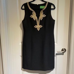 Pappagallo Black Mini Dress with Gold Embellishment